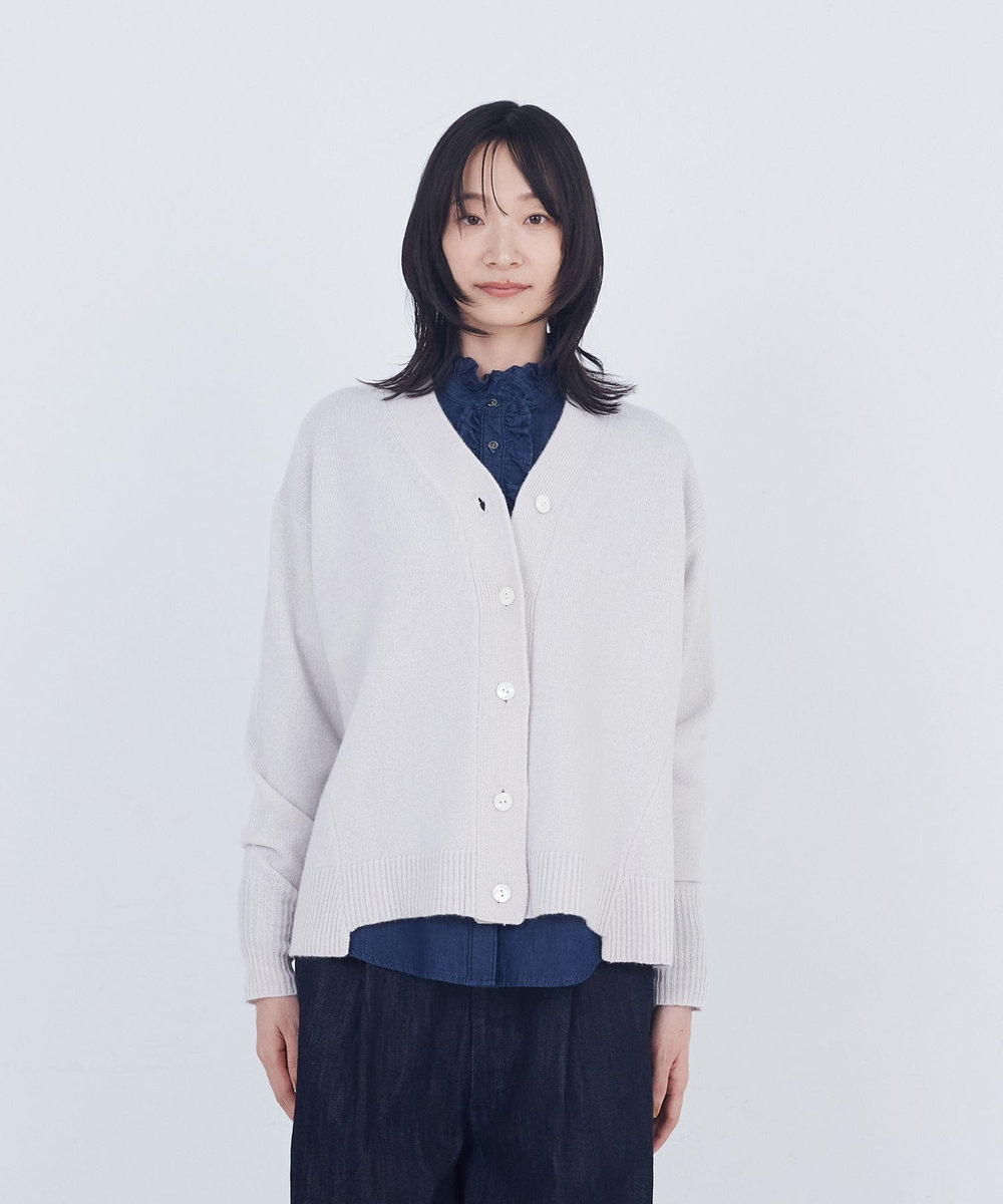 ADIEU TRISTESSE ウールカシミヤニットカーディガン グレイッシュベージュ
