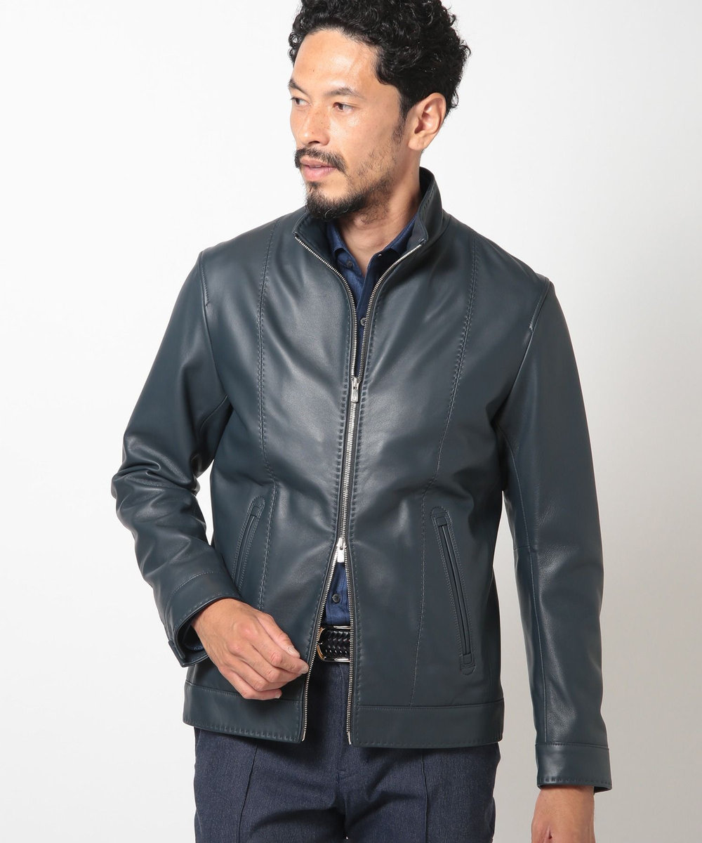 MEN'S BIGI クロームタンニングレザージャケット ネイビー