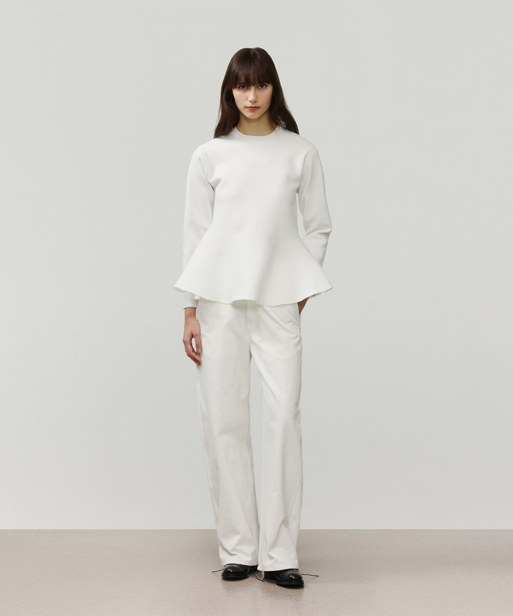 DÉPAREILLÉ POLYESTER JERSEY FLARE TOPS / ポリエステルジャージーフレアトップス オフホワイト