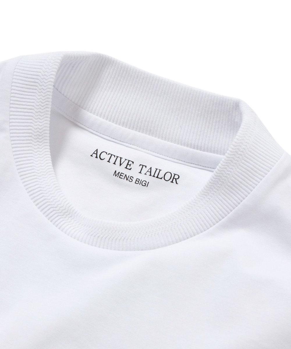 MEN'S BIGI 【ACTIVE TAILOR】シルケットスムースクルーネックロングTシャツ ホワイト