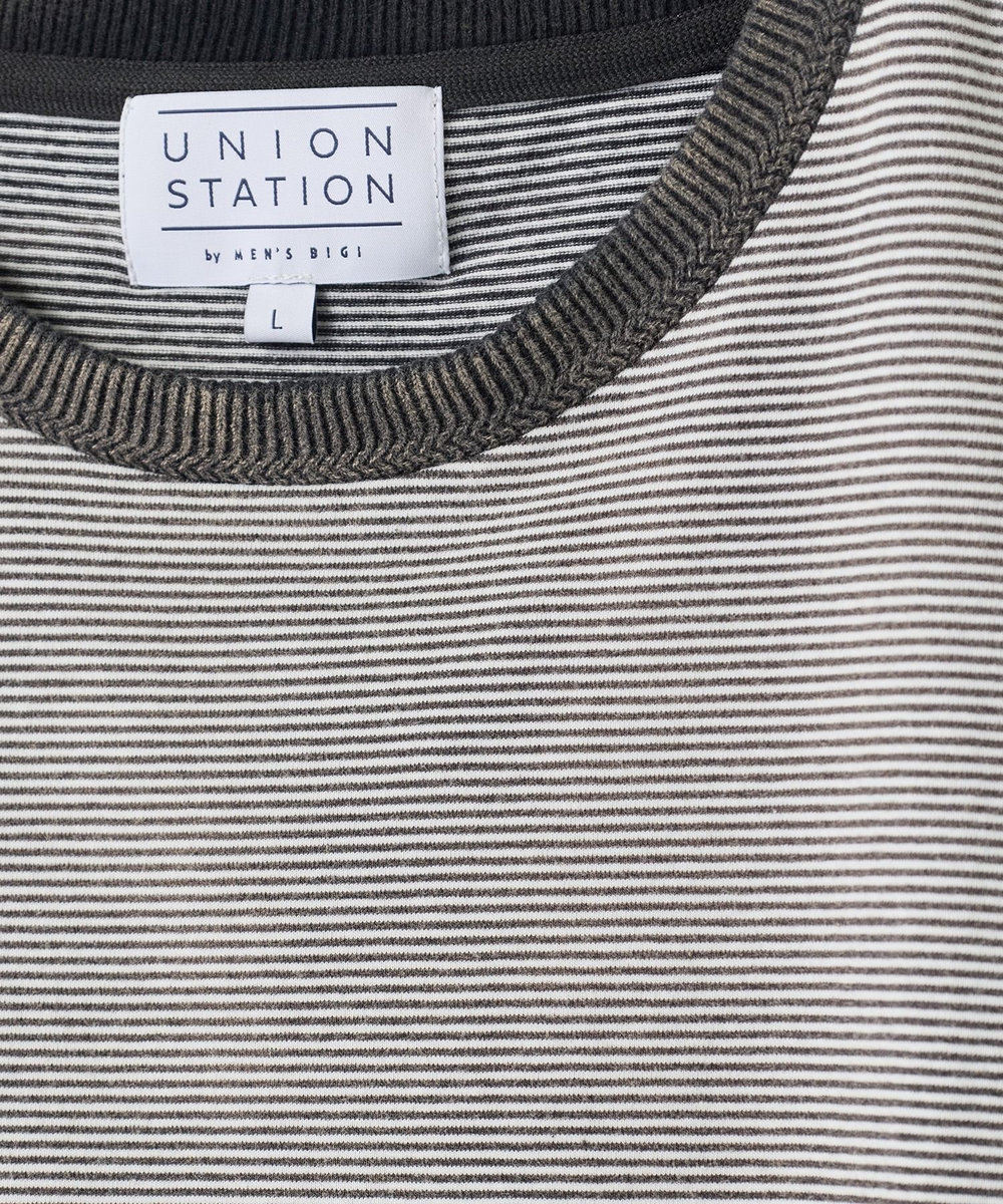 UNION STATION ヴィンテージライクミジンボーダーTシャツ＜ストレッチ・マシンウォッシャブル＞ ホワイト