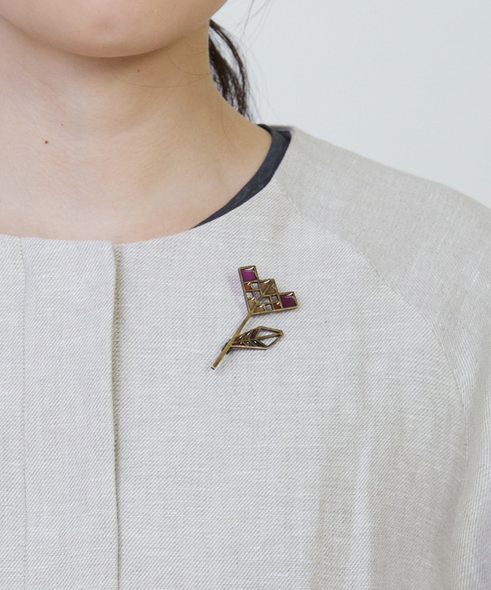 LOISIR ステンドグラスモチーフブローチ ピンク系その他