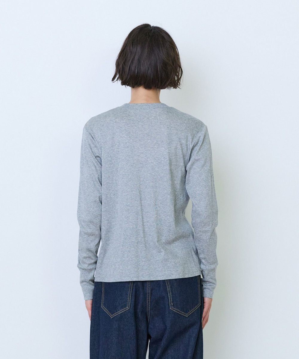 LOISIR フライス編みクルーネックプルオーバー トップグレー