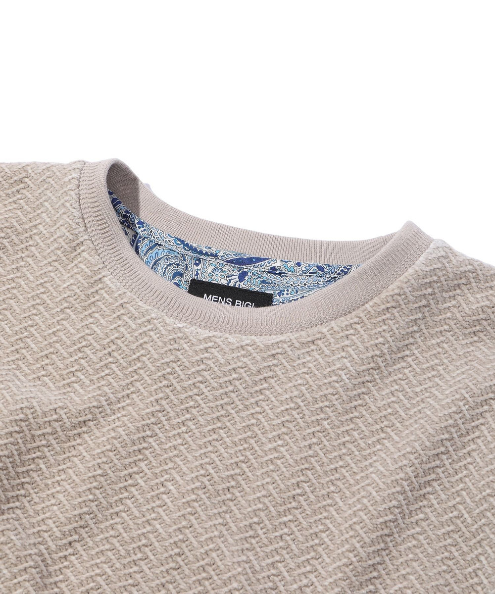 MEN'S BIGI モールジャガードクルーネックカットソー ベージュ
