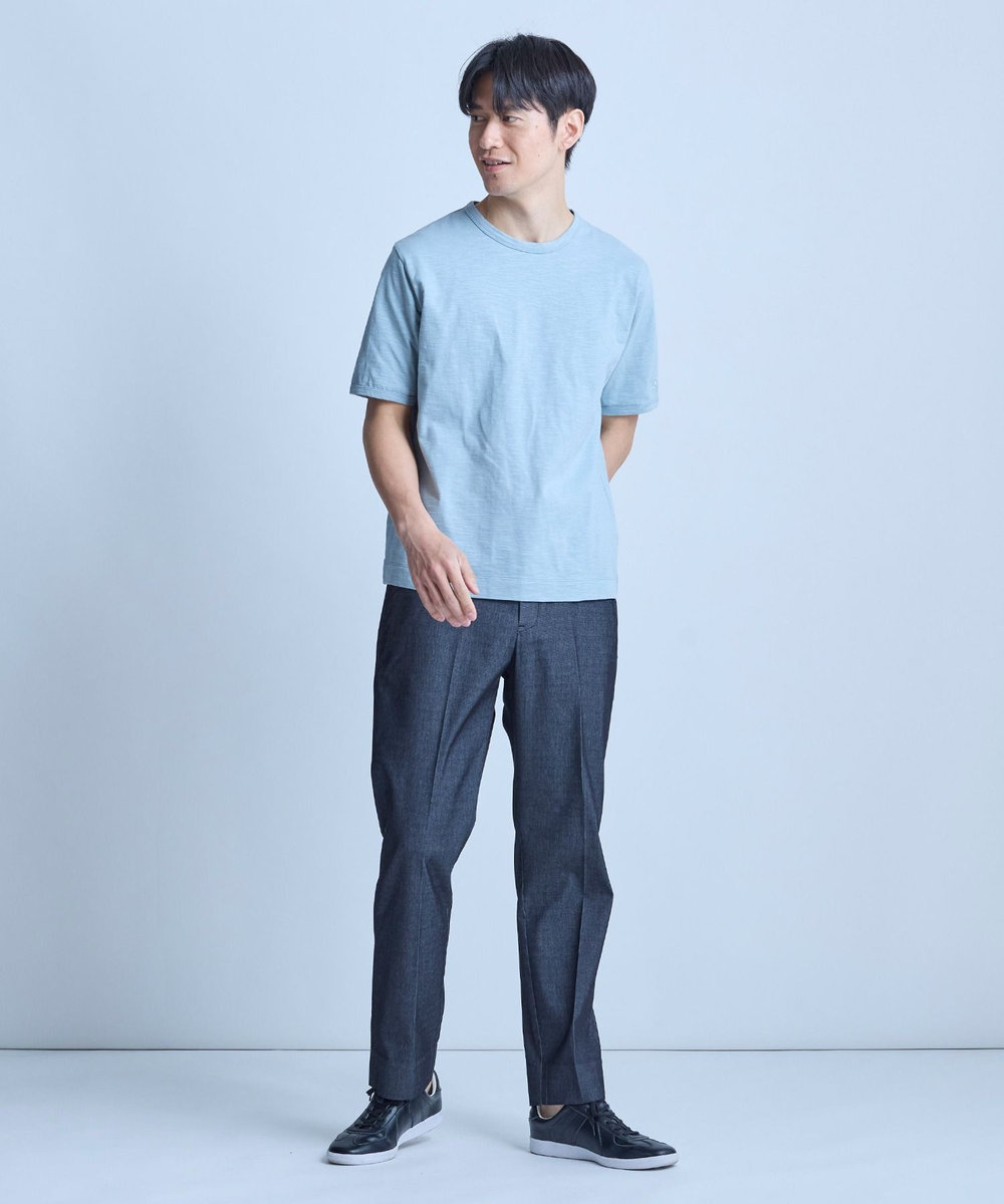 UNION STATION スラブ天竺袖刺繍Tシャツ サックスブルー