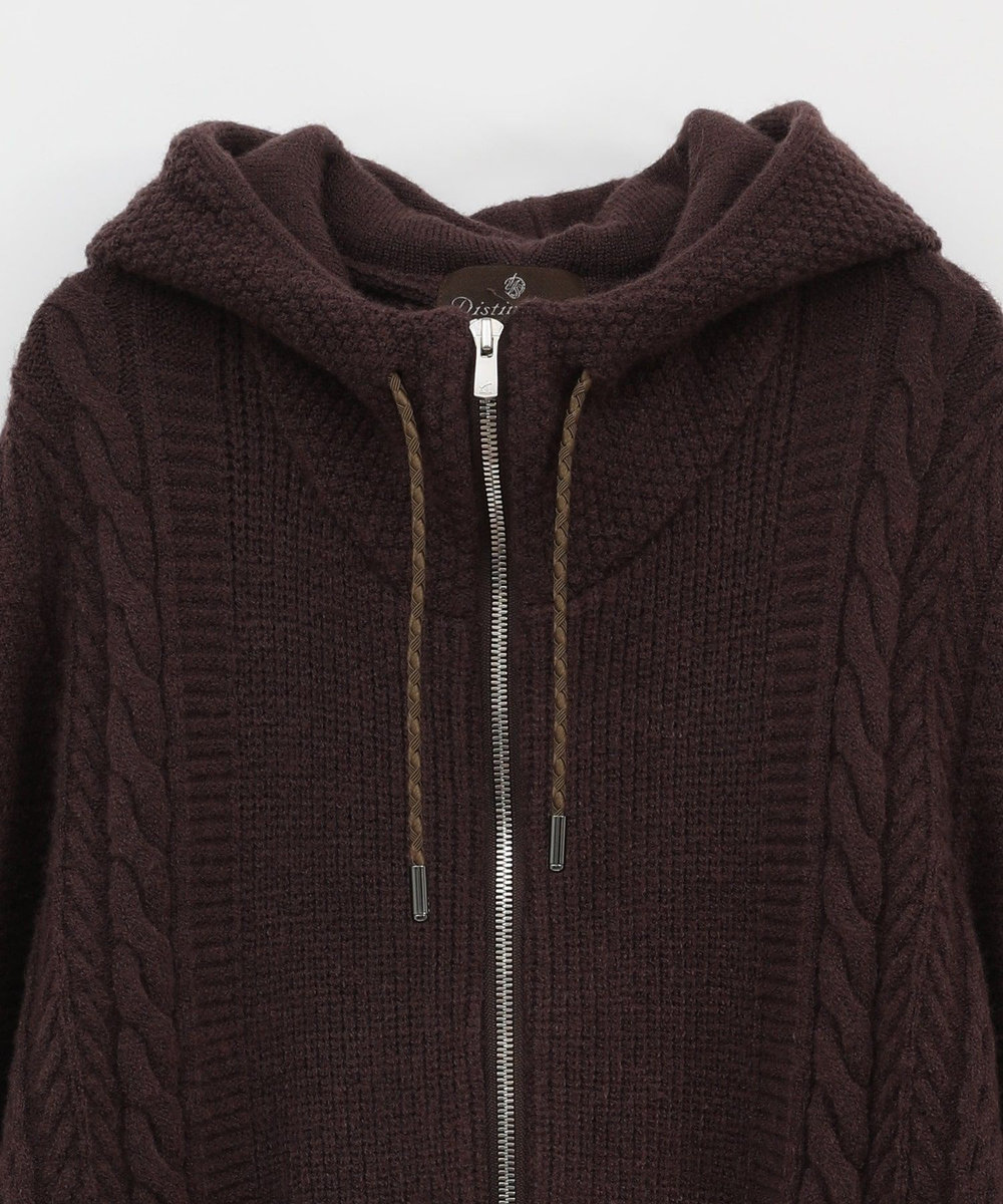 MEN'S BIGI ケーブルニットパーカー ブラウン