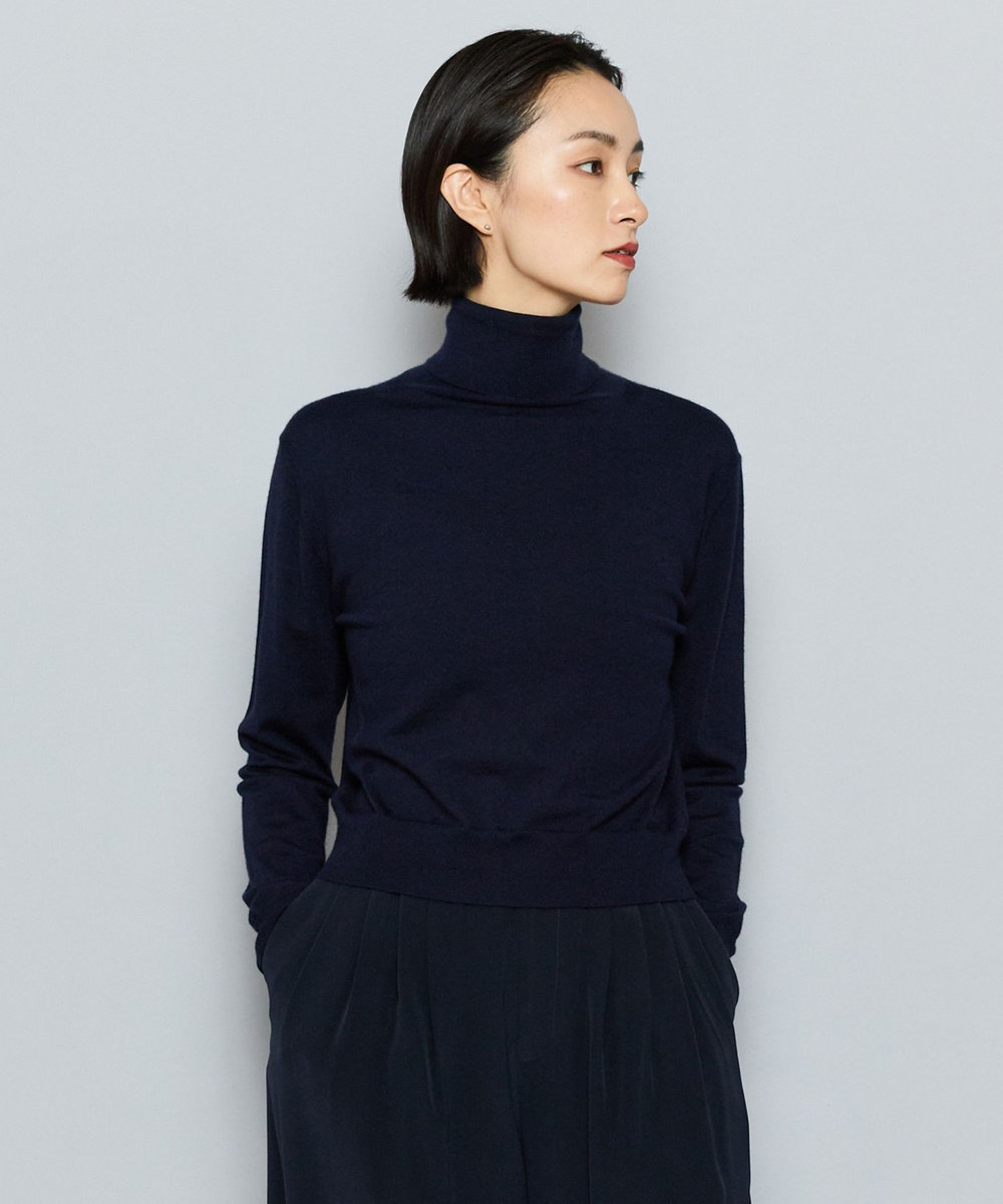 L'EQUIPE COUTURIER カシミヤシルクHGニットハイネックプルオーバー ダークネイビー