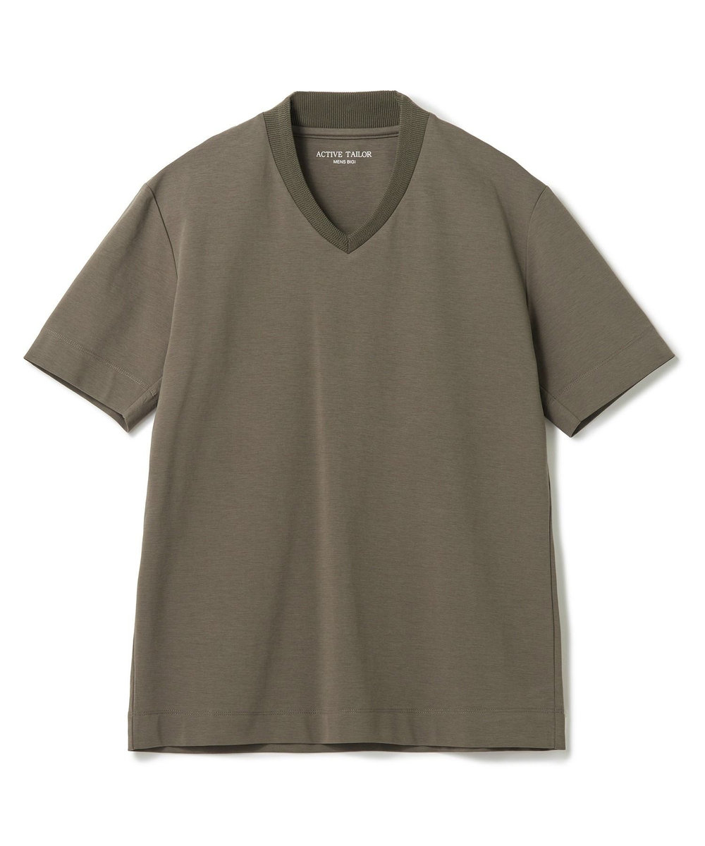 MEN'S BIGI 【ACTIVE TAILOR/アクティブテイラー】シルケットスムースVネックTシャツ＜接触冷感 / UVカット＞ ブラウン