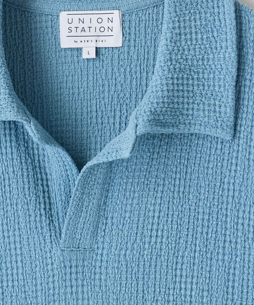 UNION STATION ＜WEB限定＞ワッシャースキッパーポロシャツ サックスブルー