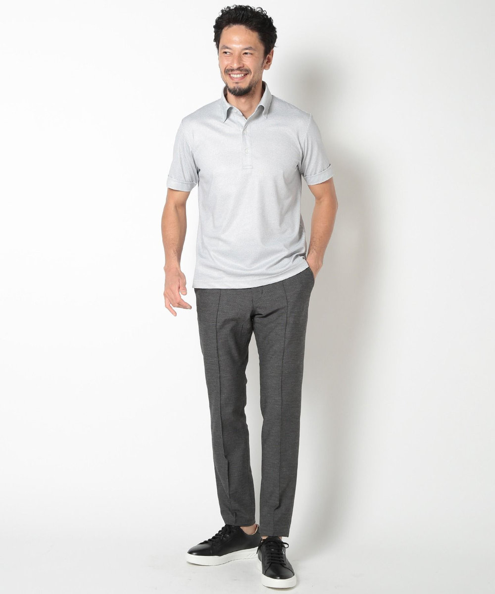 MEN'S BIGI 【ACTIVE TAILOR】COOL MAX ツイルプリントジャージポロシャツ グレー系その他