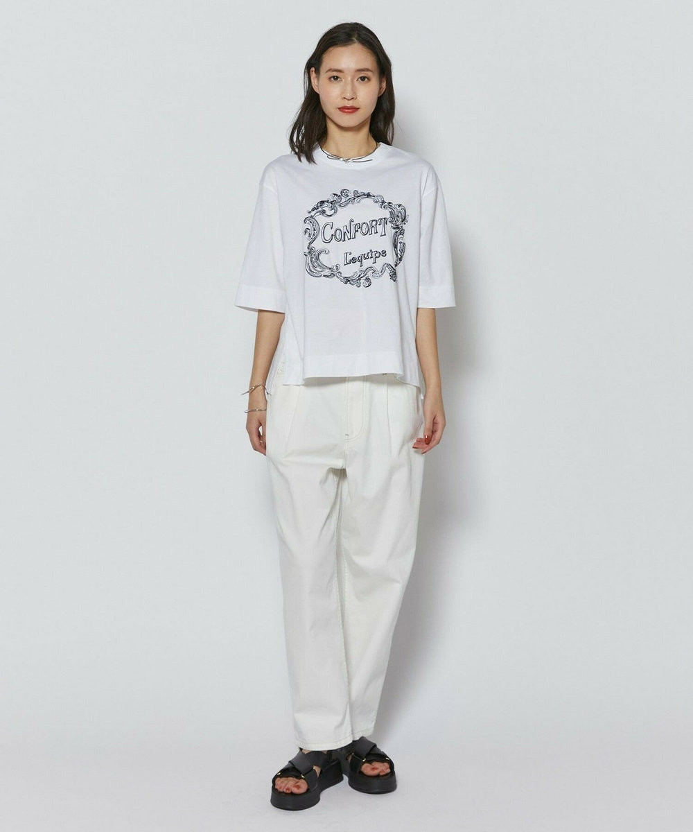 L'EQUIPE Lサイズ（大きいサイズ） 【大きいサイズ】フレームロゴTシャツ ホワイト