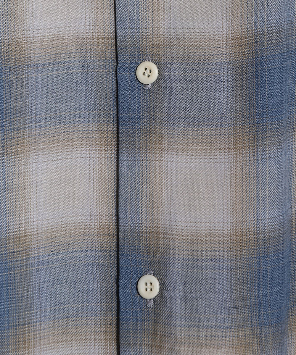 MEN'S BIGI シアーチェックビッグシルエットシャツ ブルー