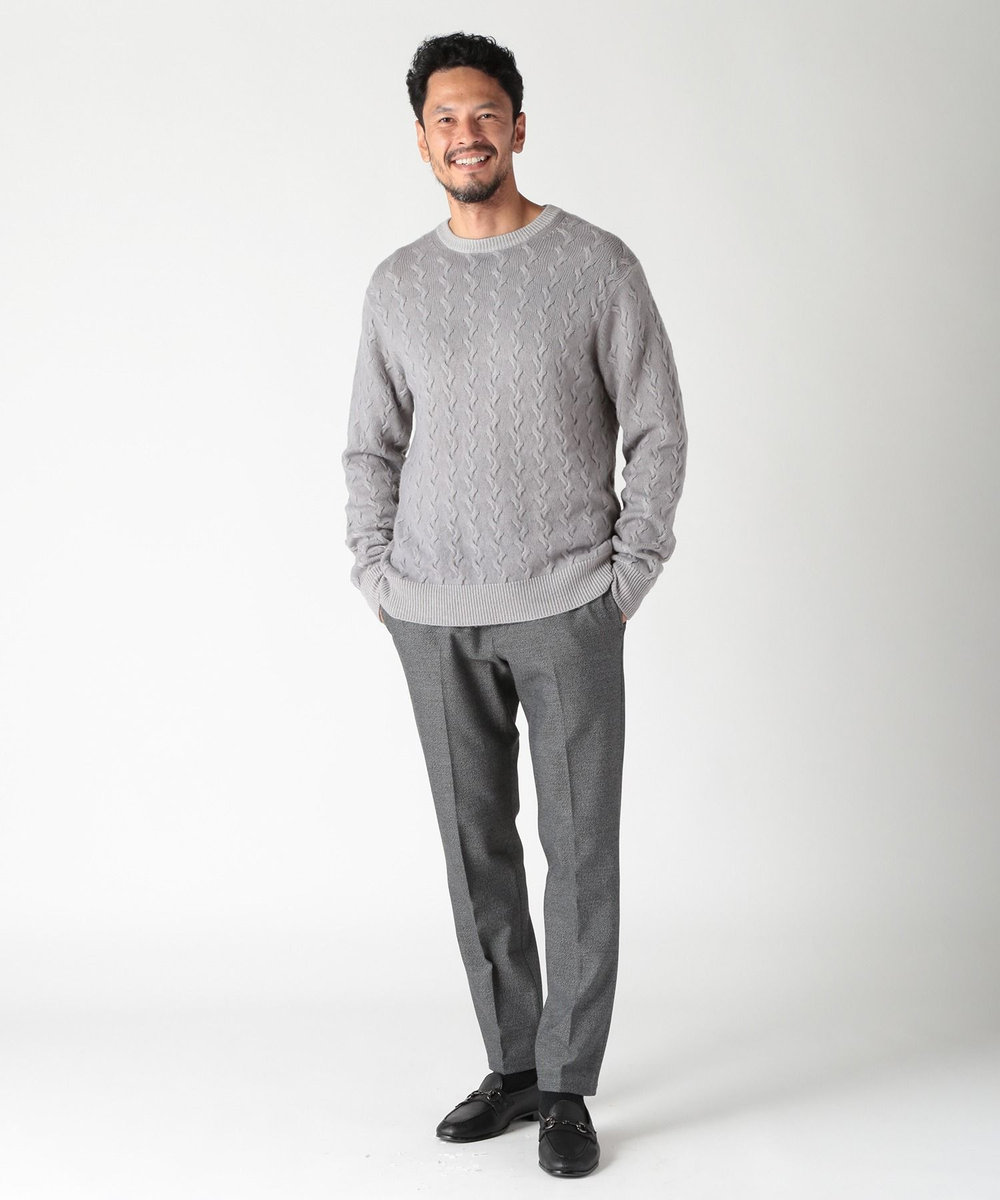 MEN'S BIGI 【ACTIVE TAILOR】ソフトサーモ混ツイードツイルパンツ ライトグレー
