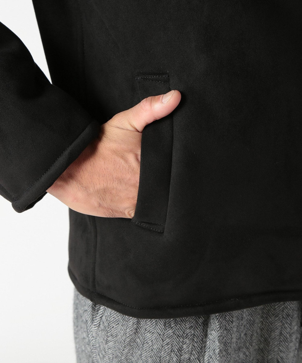 MEN'S BIGI テックレザームートンパーカー ブラック
