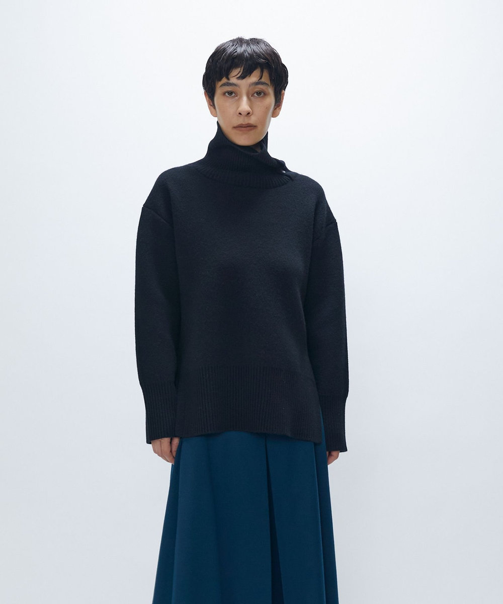 1er Arrondissement ウールカシミアダブルフェイスボトルネックニット ブラック