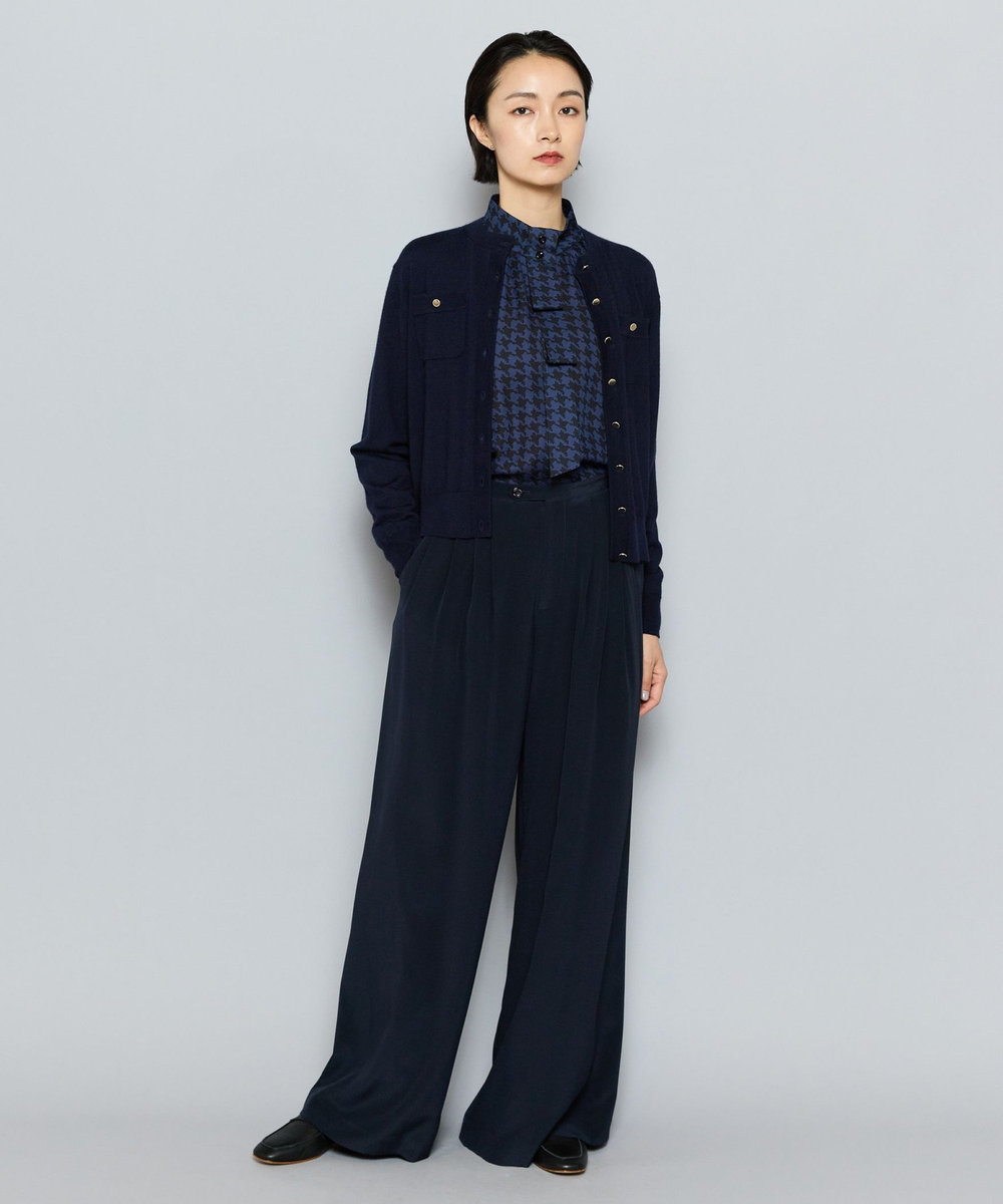 L'EQUIPE COUTURIER カシミヤシルクHGニットカーディガン ダークネイビー