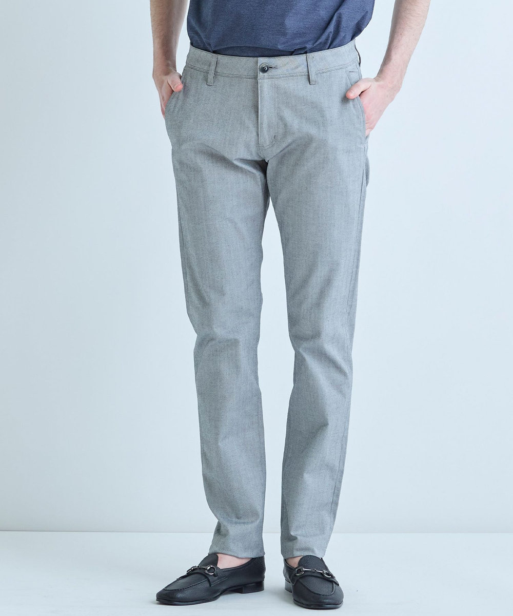 MEN'S BIGI シャドーヘリンボーンストレッチパンツ ライトグレー