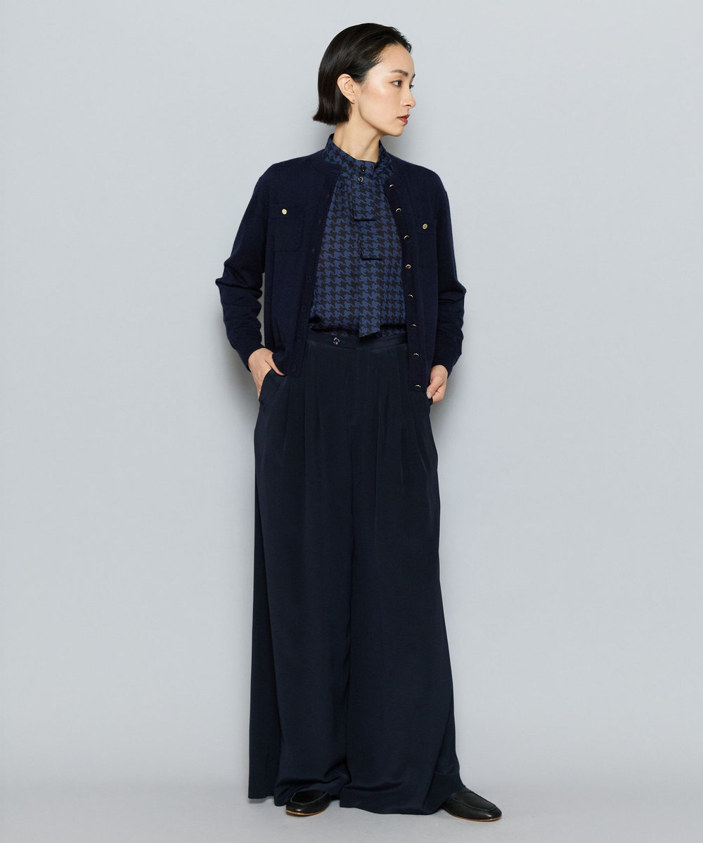 L'EQUIPE COUTURIER カシミヤシルクHGニットカーディガン ダークネイビー