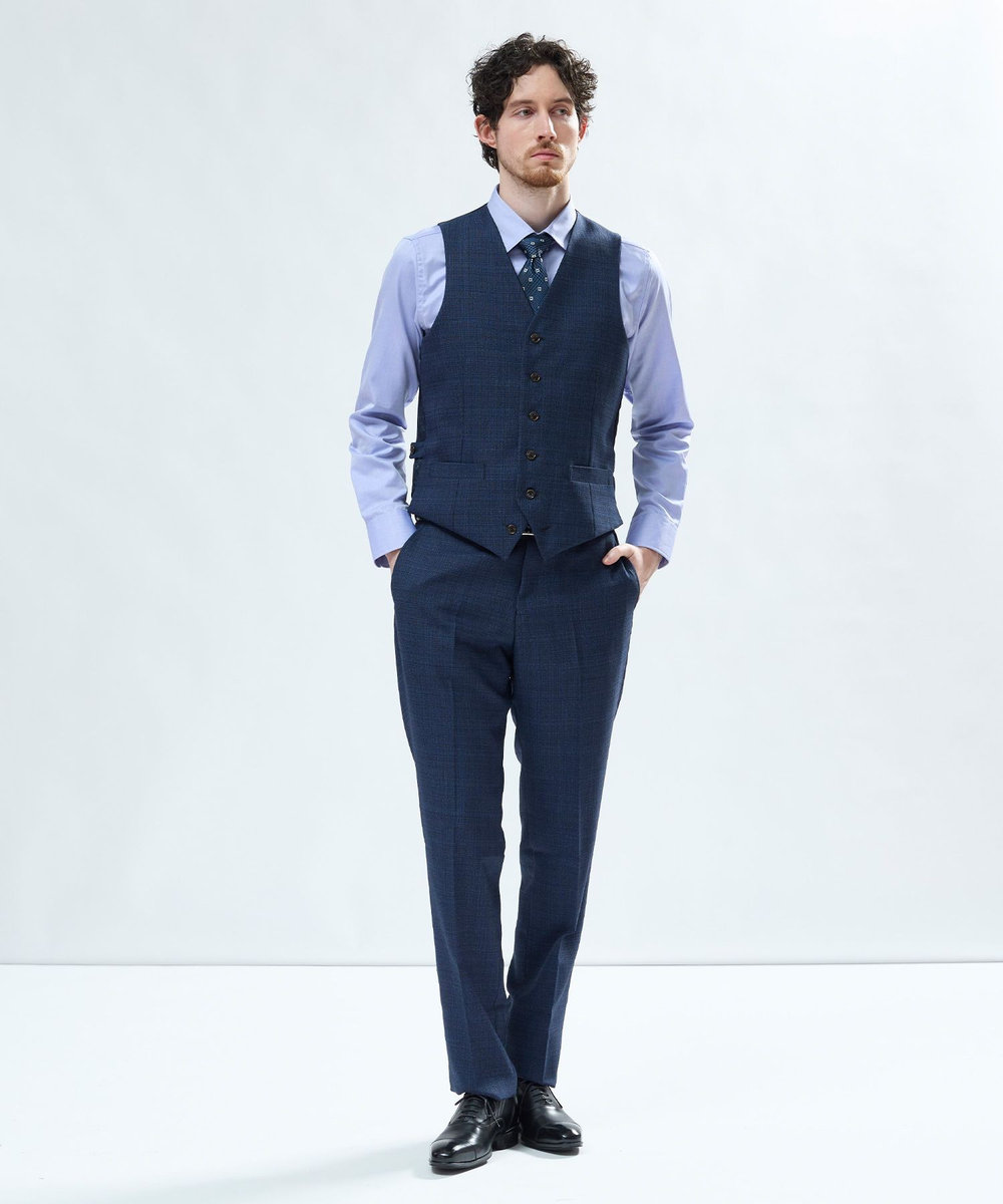 MEN'S BIGI ミックスヤーン/ポップサック リバーシブルベスト ネイビー