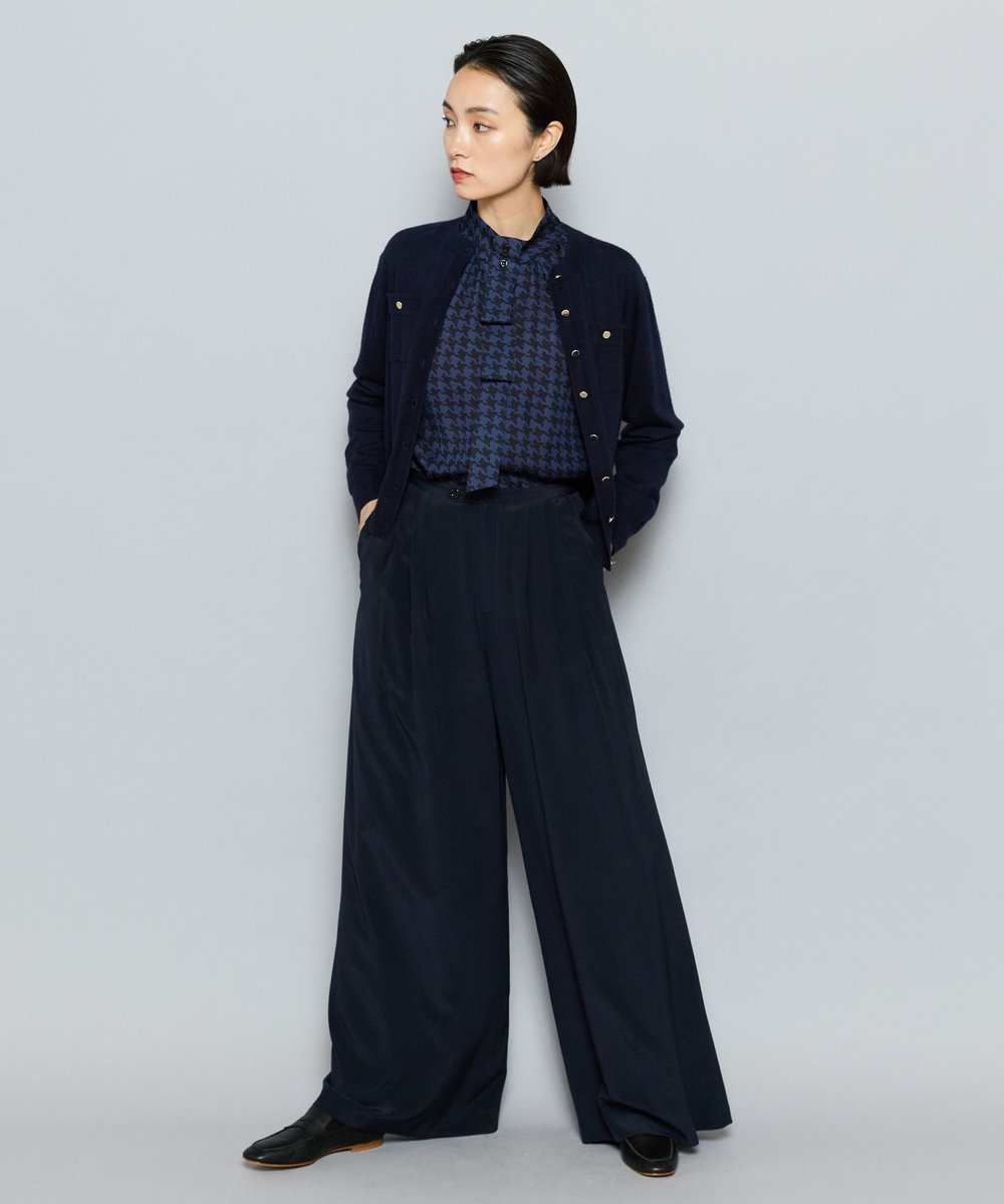 L'EQUIPE COUTURIER カシミヤシルクHGニットカーディガン ダークネイビー
