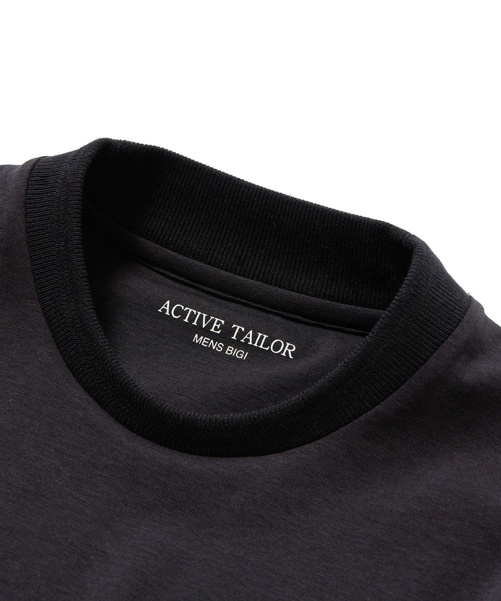 MEN'S BIGI 【ACTIVE TAILOR】シルケットスムースクルーネックロングTシャツ ブラック