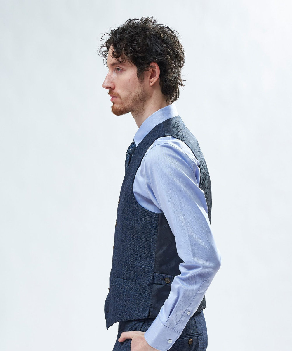 MEN'S BIGI ミックスヤーン/ポップサック リバーシブルベスト ネイビー