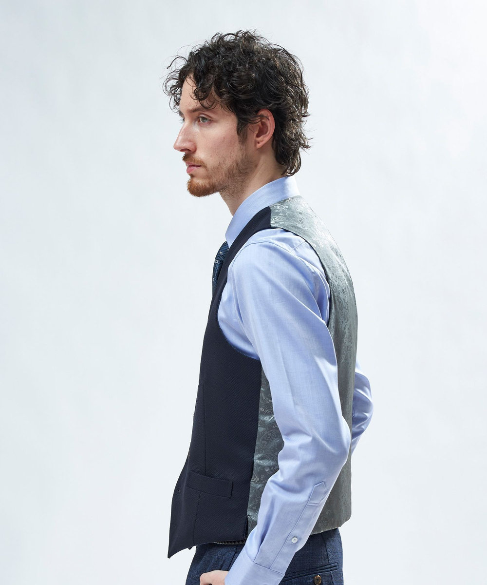 MEN'S BIGI ミックスヤーン/ポップサック リバーシブルベスト ネイビー