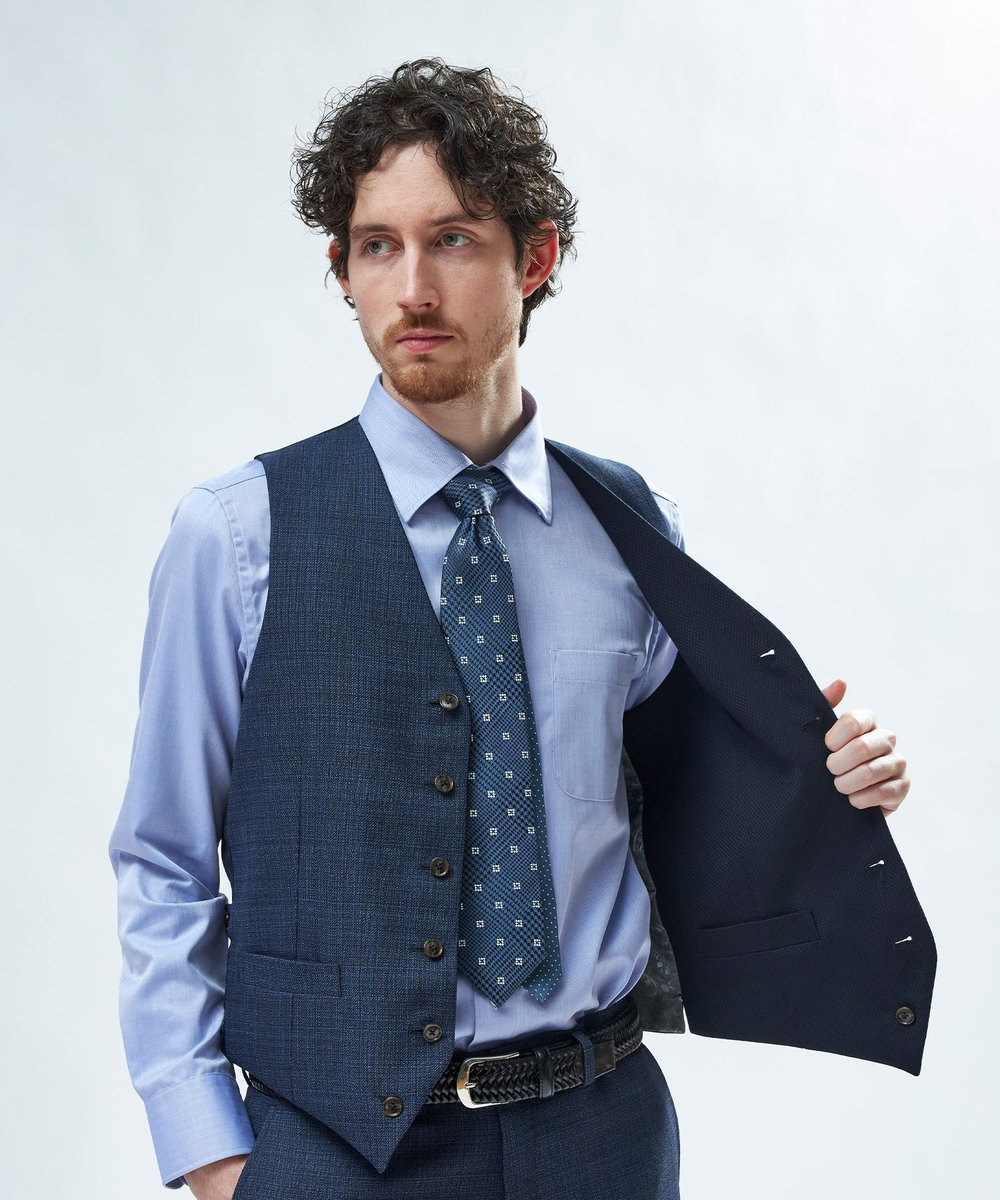 MEN'S BIGI ミックスヤーン/ポップサック リバーシブルベスト ネイビー