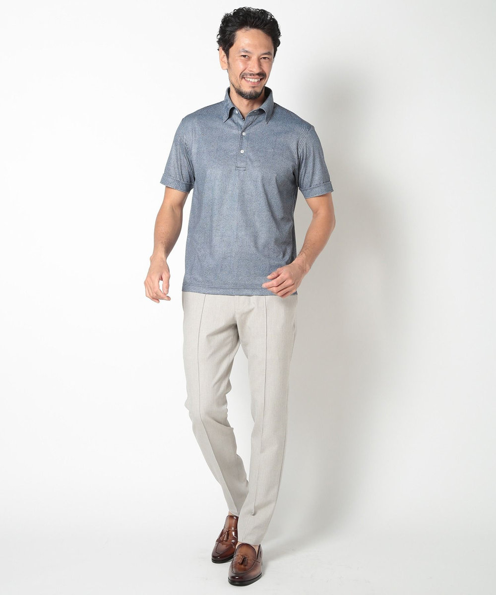 MEN'S BIGI 【ACTIVE TAILOR】COOL MAX ツイルプリントジャージポロシャツ ブルー系その他
