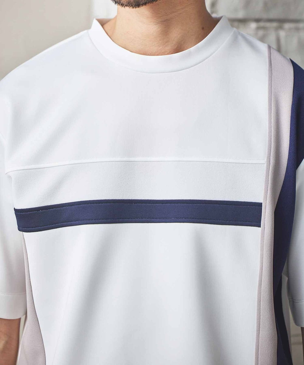 UNION STATION ポンチ×梨地Wフェイス切替Tシャツ ホワイト