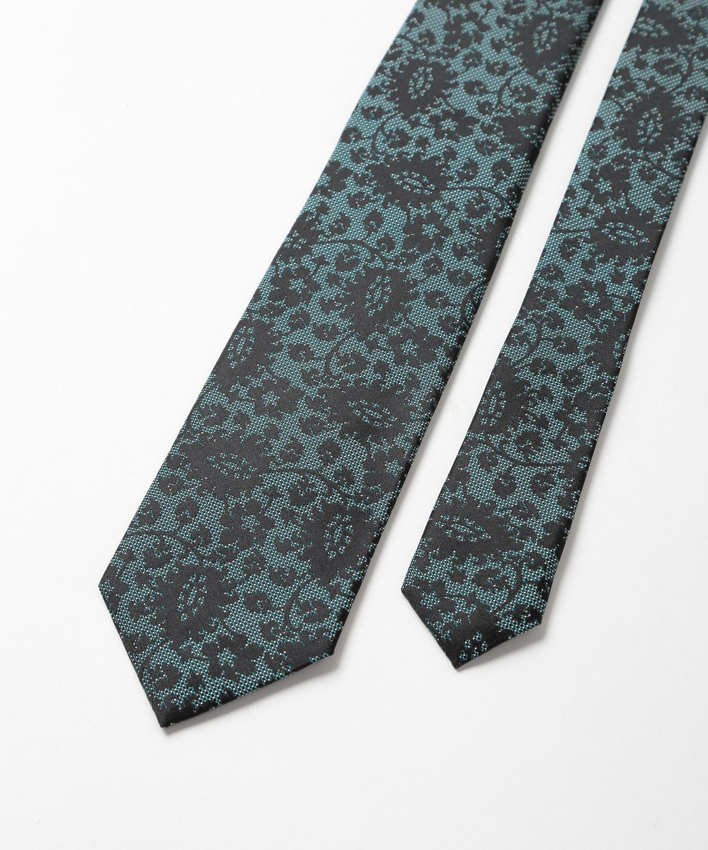 MEN'S BIGI 【TIE YOUR TIE(タイユアタイ)】シャドーフラワー柄ネクタイ ターコイズブルー