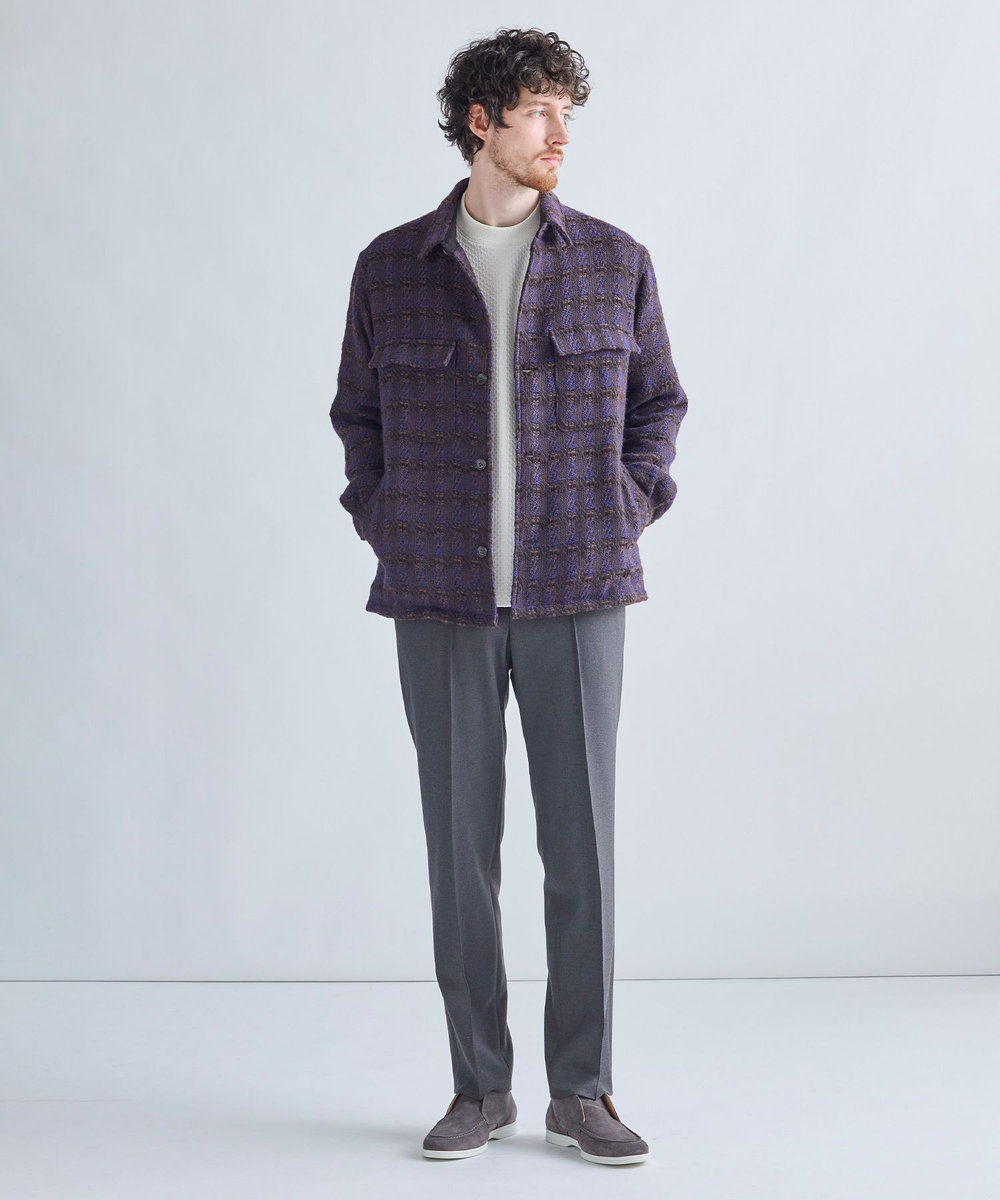 MEN'S BIGI 総裏ツイード CPOシャツアウター パープル