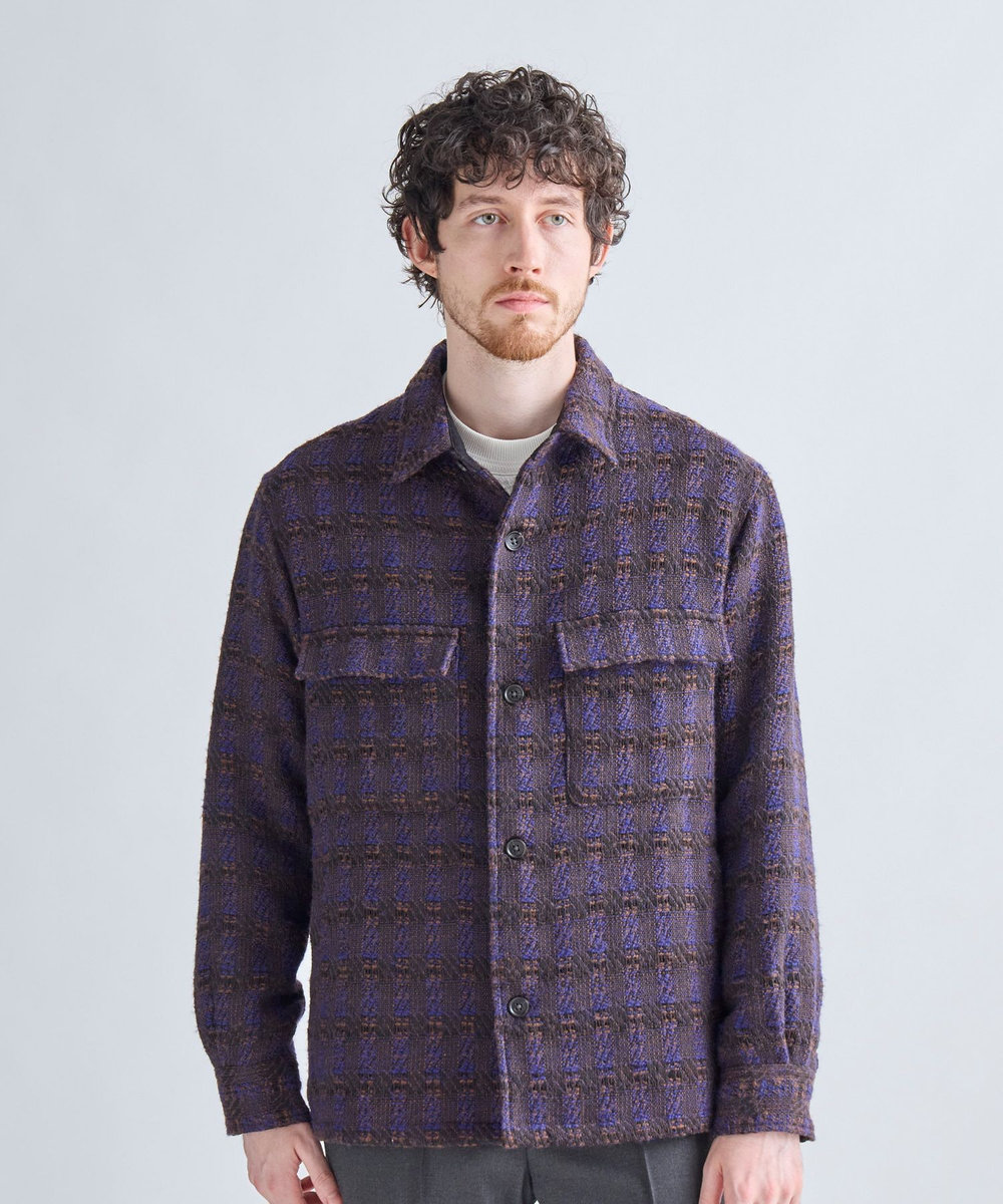 MEN'S BIGI 総裏ツイード CPOシャツアウター パープル