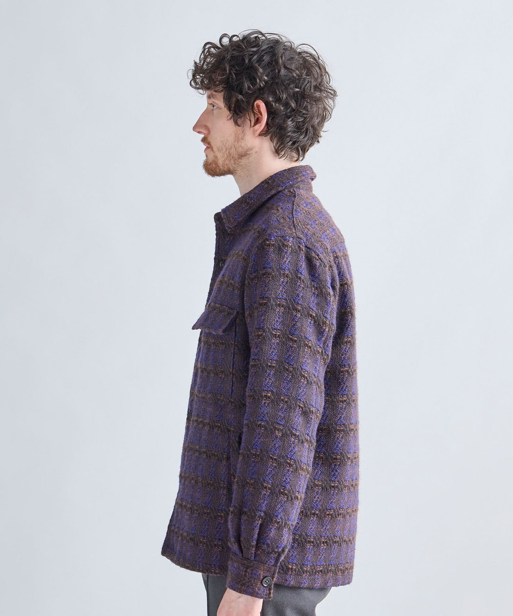 MEN'S BIGI 総裏ツイード CPOシャツアウター パープル