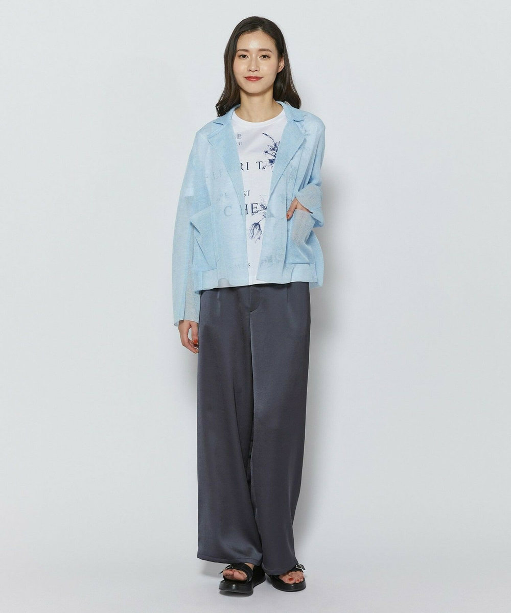 L'EQUIPE ［eclat 2026年5月号掲載商品］麻ポリエステルニットジャケット サックスブルー