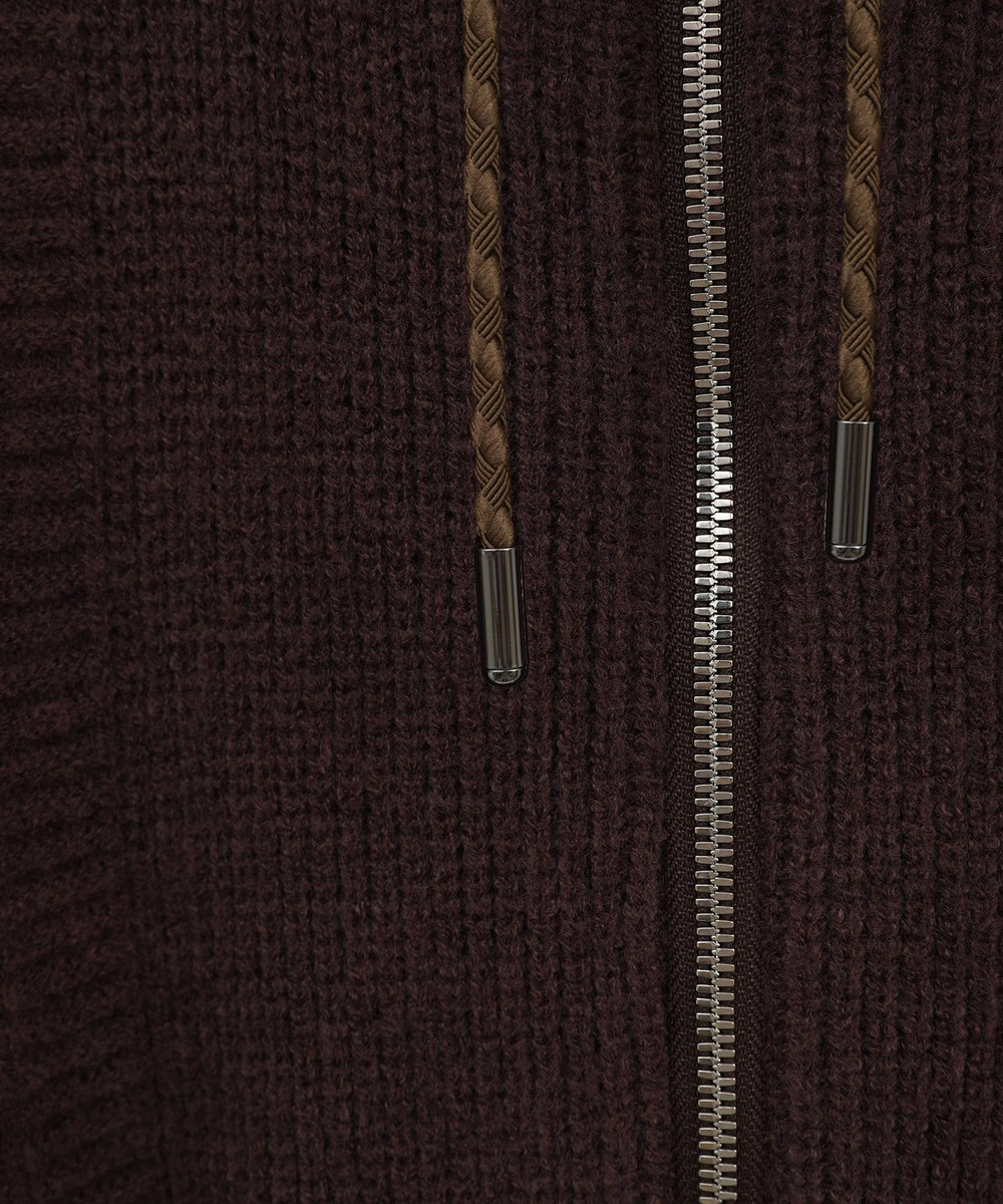 MEN'S BIGI ケーブルニットパーカー ブラウン