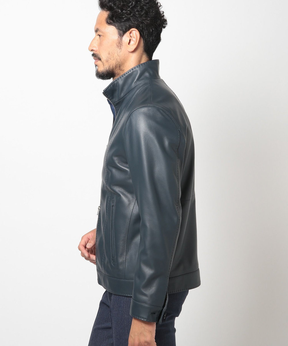 MEN'S BIGI クロームタンニングレザージャケット ネイビー