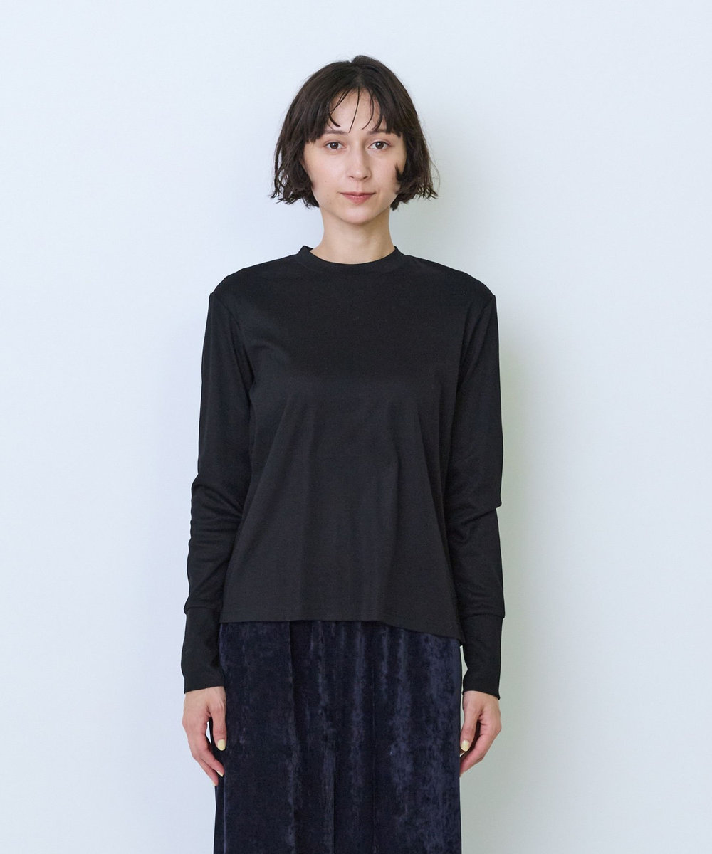 LOISIR フライス編みクルーネックプルオーバー ブラック
