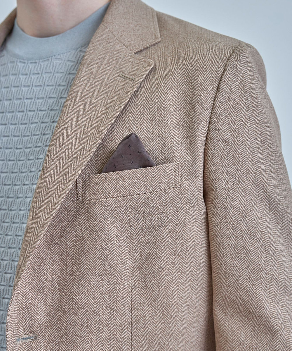 MEN'S BIGI 【ACTIVE TAILOR】Dot Air ヘリンボーン×千鳥格子/デニム柄 セットアップジャケット＜通気性/吸水速乾/ストレッチ＞ ブラウン