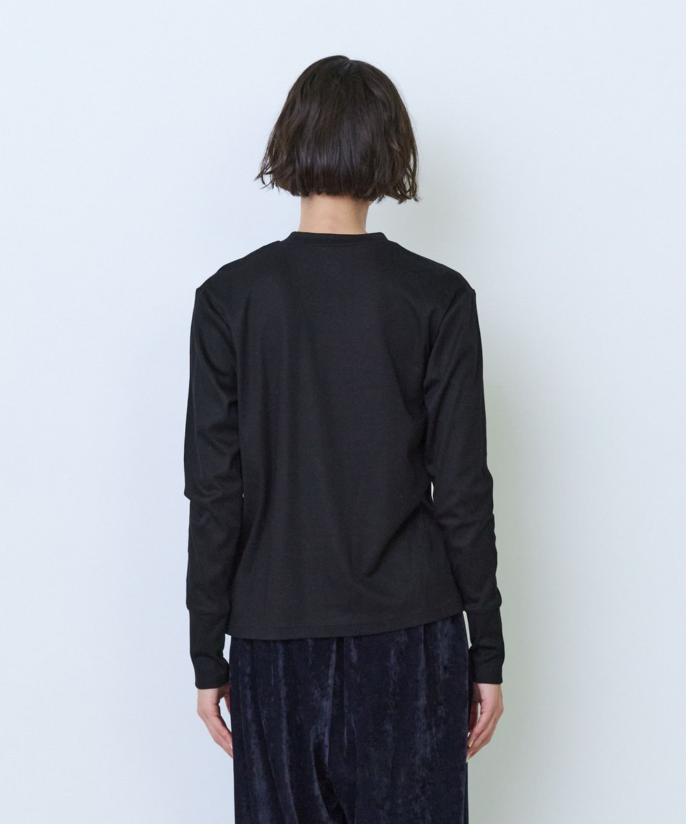 LOISIR フライス編みクルーネックプルオーバー ブラック