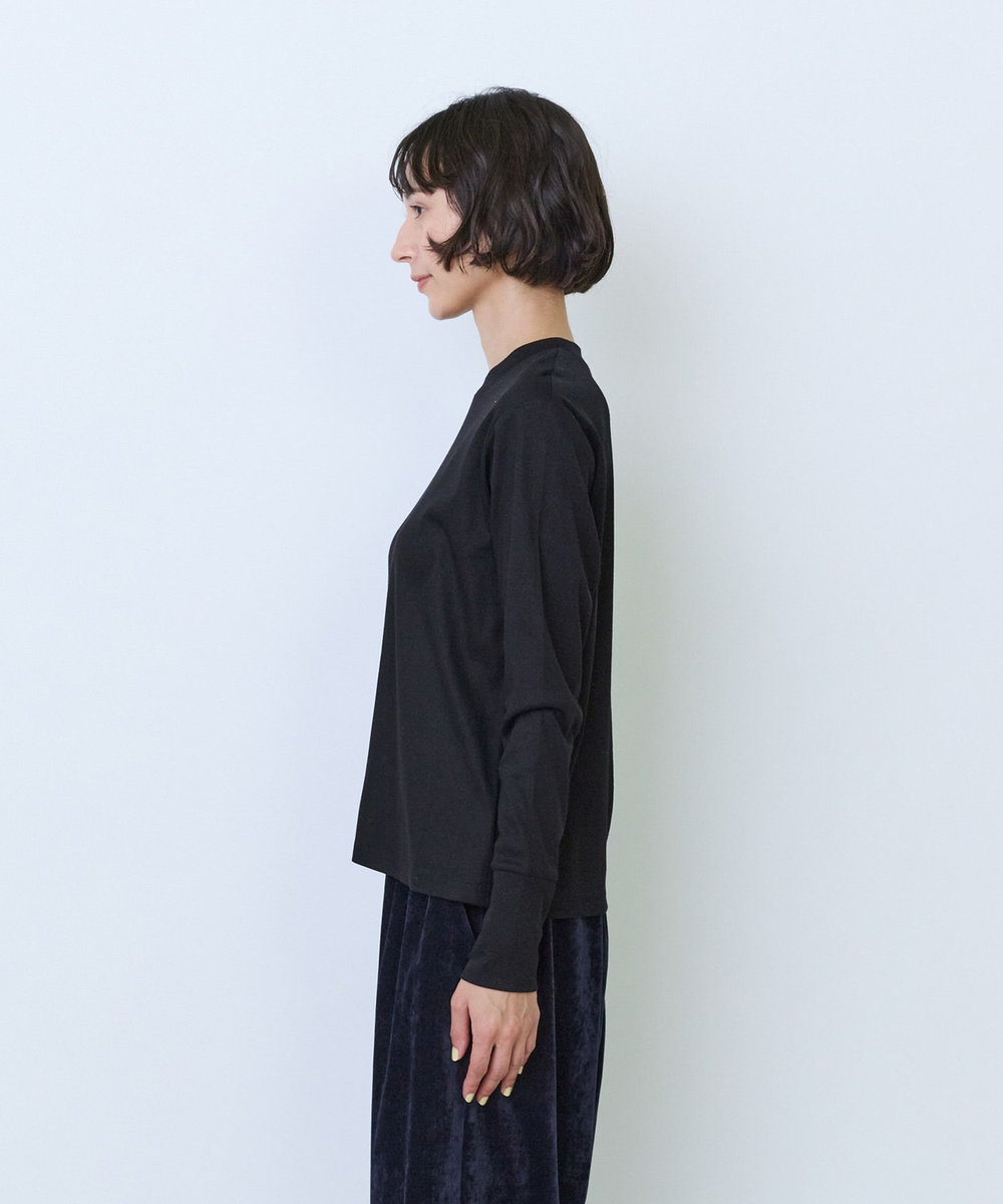 LOISIR フライス編みクルーネックプルオーバー ブラック