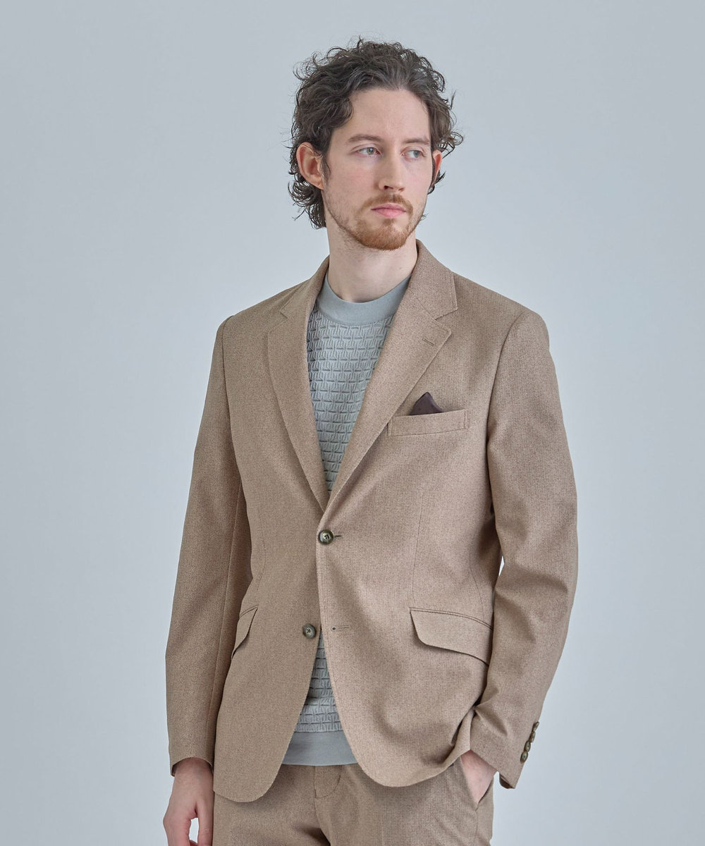 MEN'S BIGI 【ACTIVE TAILOR】Dot Air ヘリンボーン×千鳥格子/デニム柄 セットアップジャケット＜通気性/吸水速乾/ストレッチ＞ ブラウン