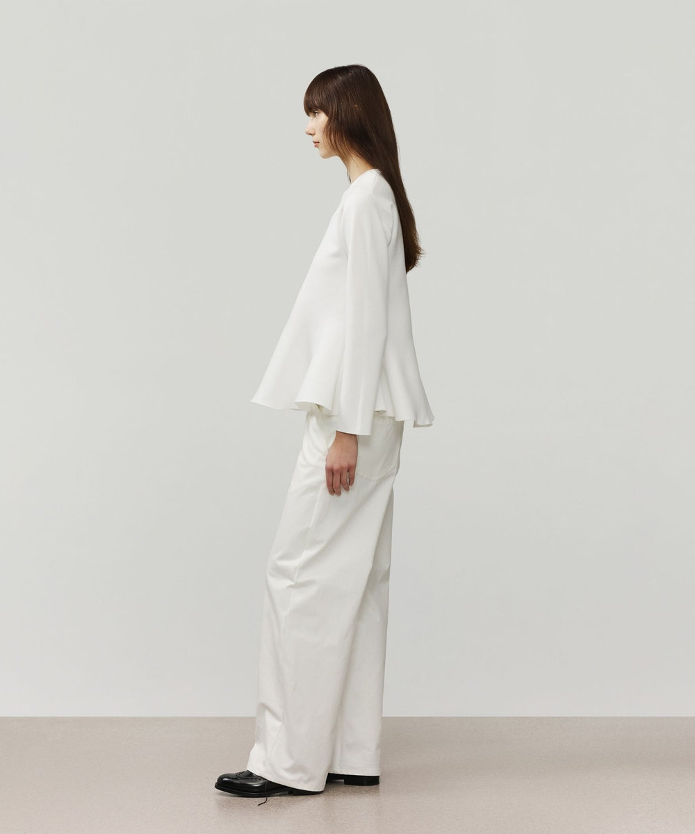 DÉPAREILLÉ POLYESTER JERSEY FLARE TOPS / ポリエステルジャージーフレアトップス オフホワイト