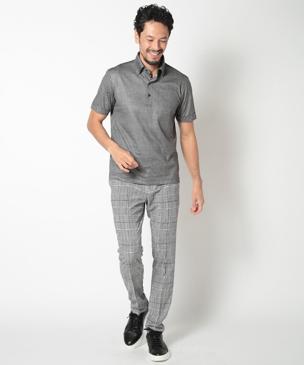 MEN'S BIGI 【ACTIVE TAILOR】COOL MAX ツイルプリントジャージポロシャツ グレー系その他