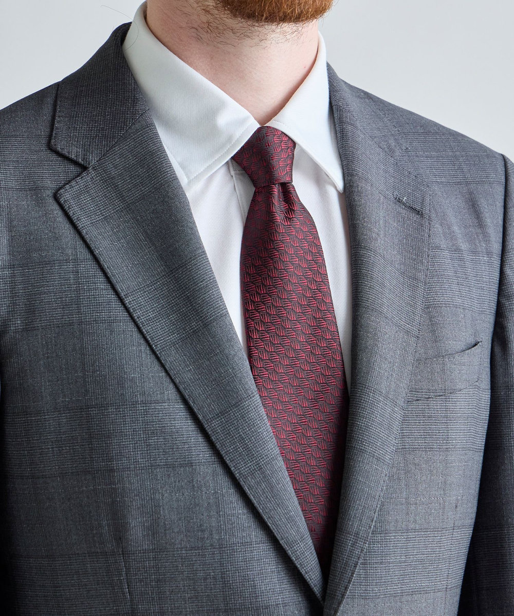 MEN'S BIGI 【TIE YOUR TIE /タイユアタイ】ジオメトリック柄ネクタイ ボルドー