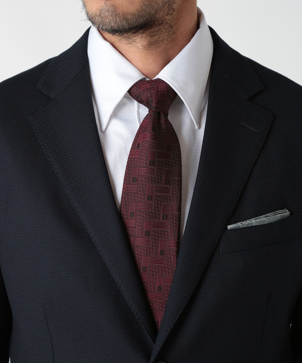 MEN'S BIGI 【TIE YOUR TIE(タイユアタイ)】ジオメトリック柄ネクタイ ボルドー