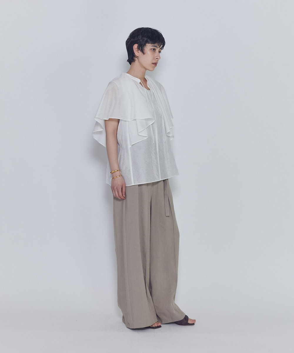 1er Arrondissement シアーキュプラシルクラッフルブラウス オフホワイト