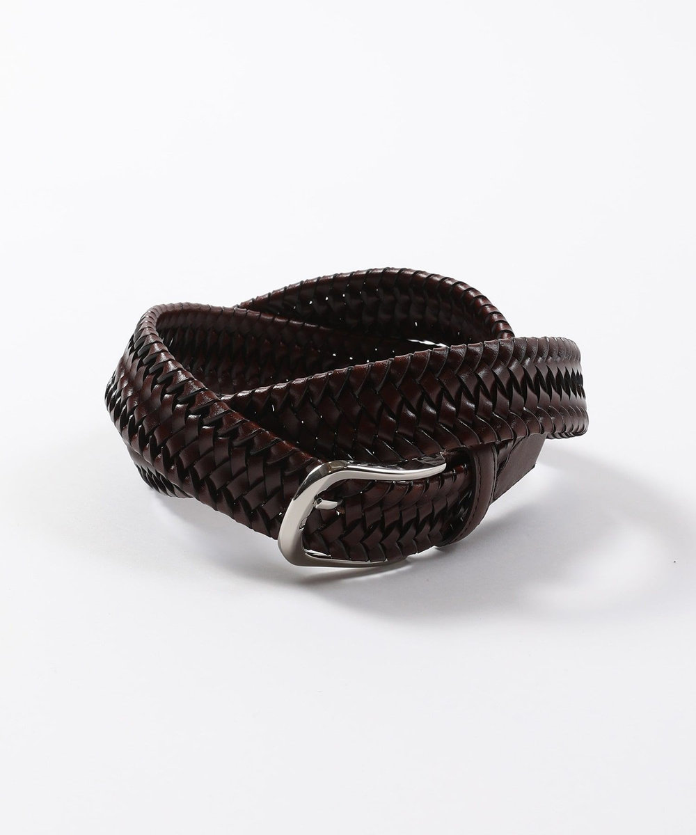 MEN'S BIGI 【DOMODOSSOLA】レザーメッシュプレーンベルト ブラウン