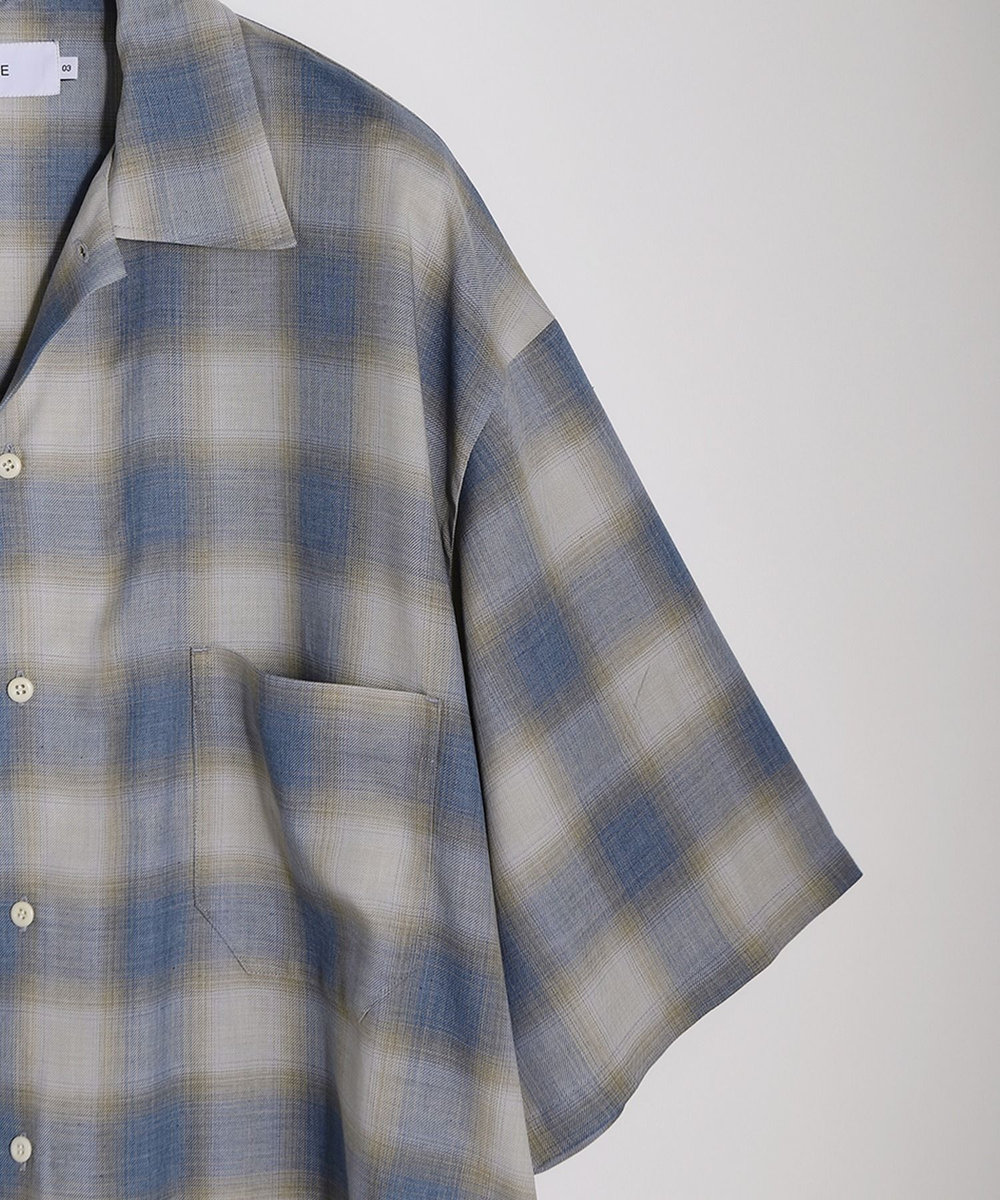 MEN'S BIGI シアーチェックビッグシルエットシャツ ブルー