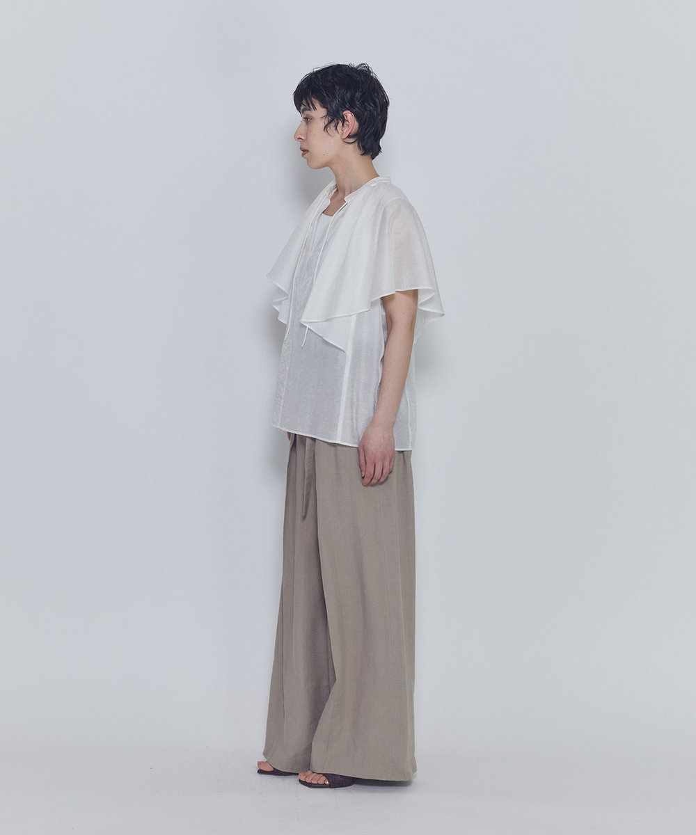 1er Arrondissement シアーキュプラシルクラッフルブラウス オフホワイト